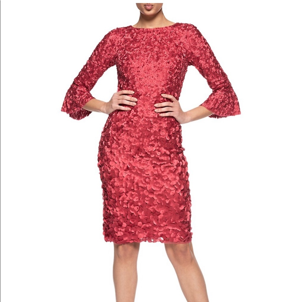 THEIA Boatneck Petal Dress